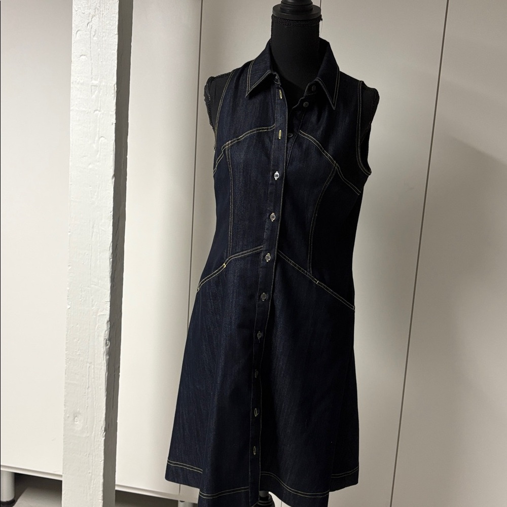 Etcetera Sleeveless Denim Button-Up Dress